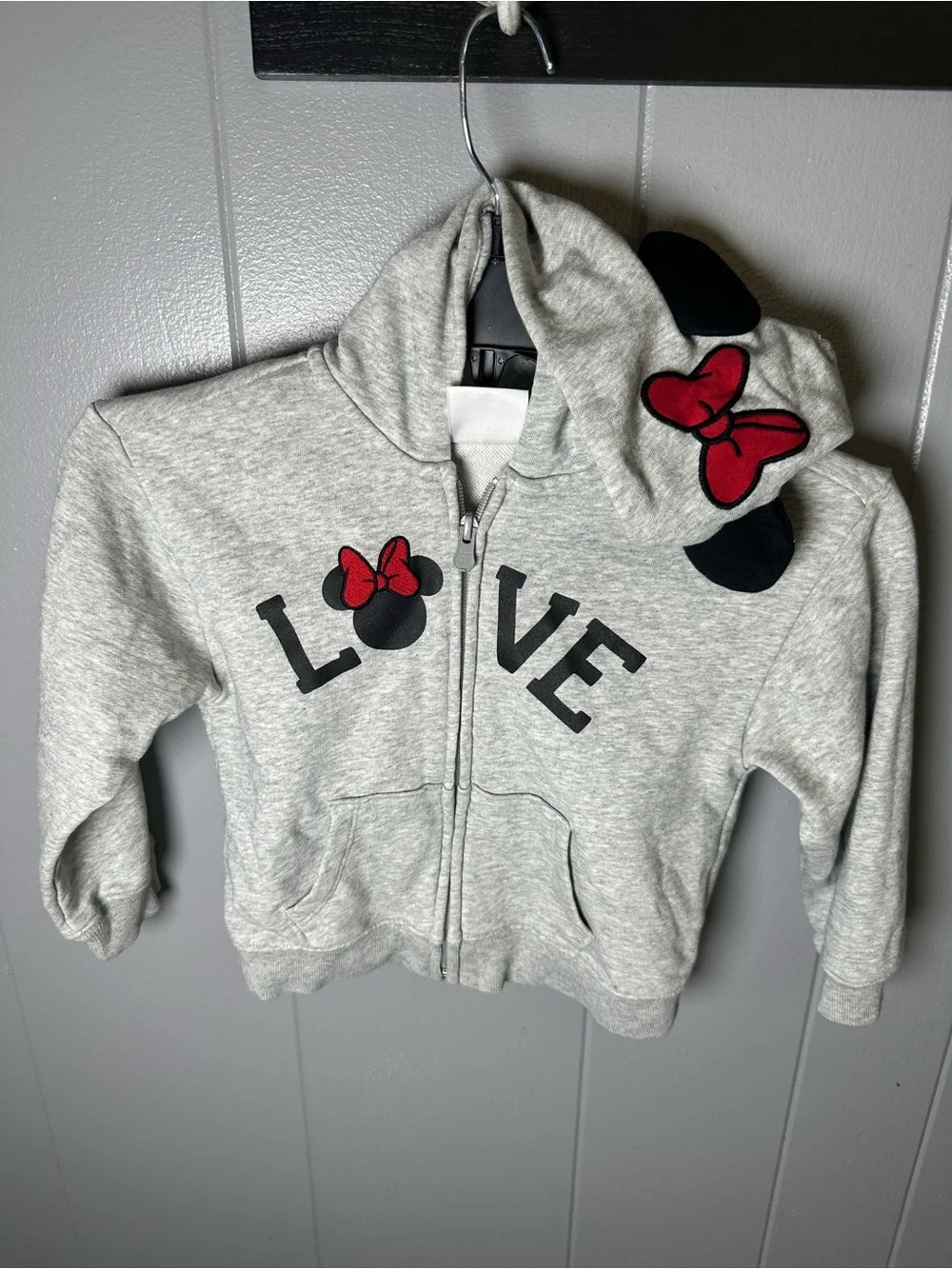 GAP Disney mini mouse love  Gray Zip-Up Hoodie with Red Bow Accents girls 5t